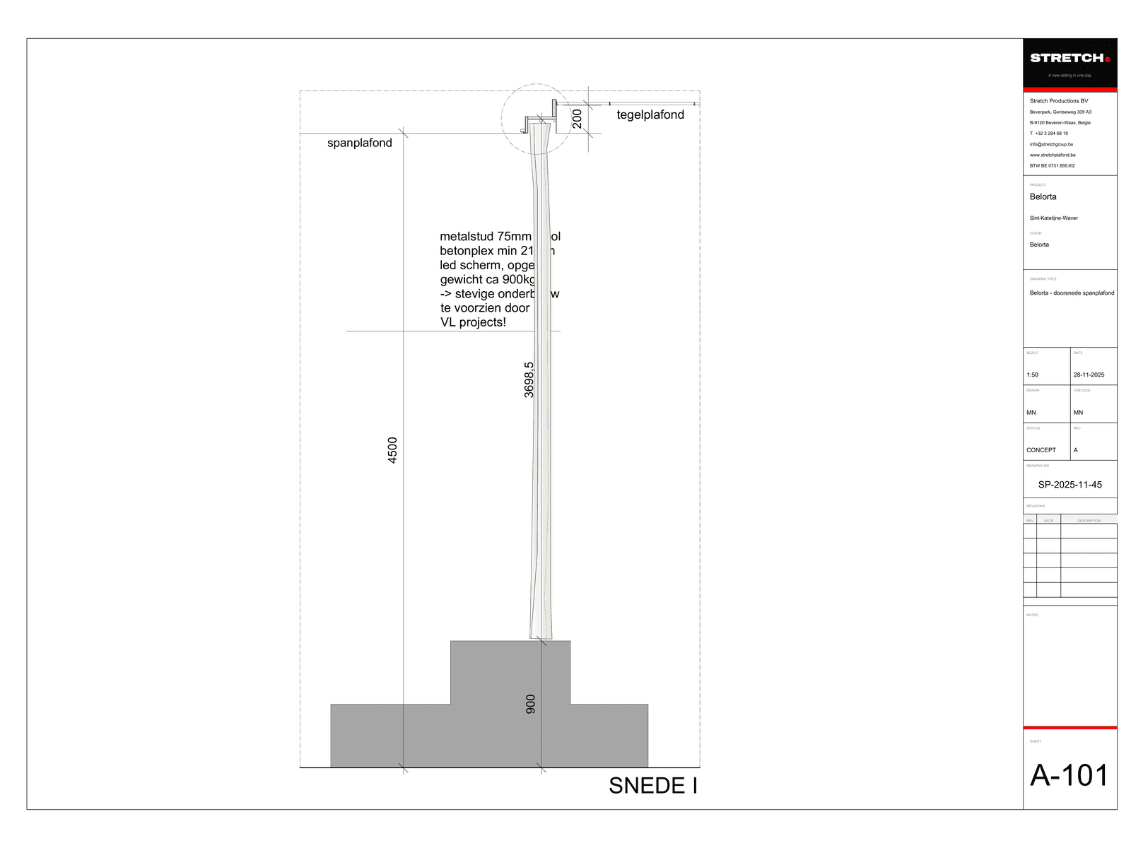 Teto flutuante com sanca — technical drawing